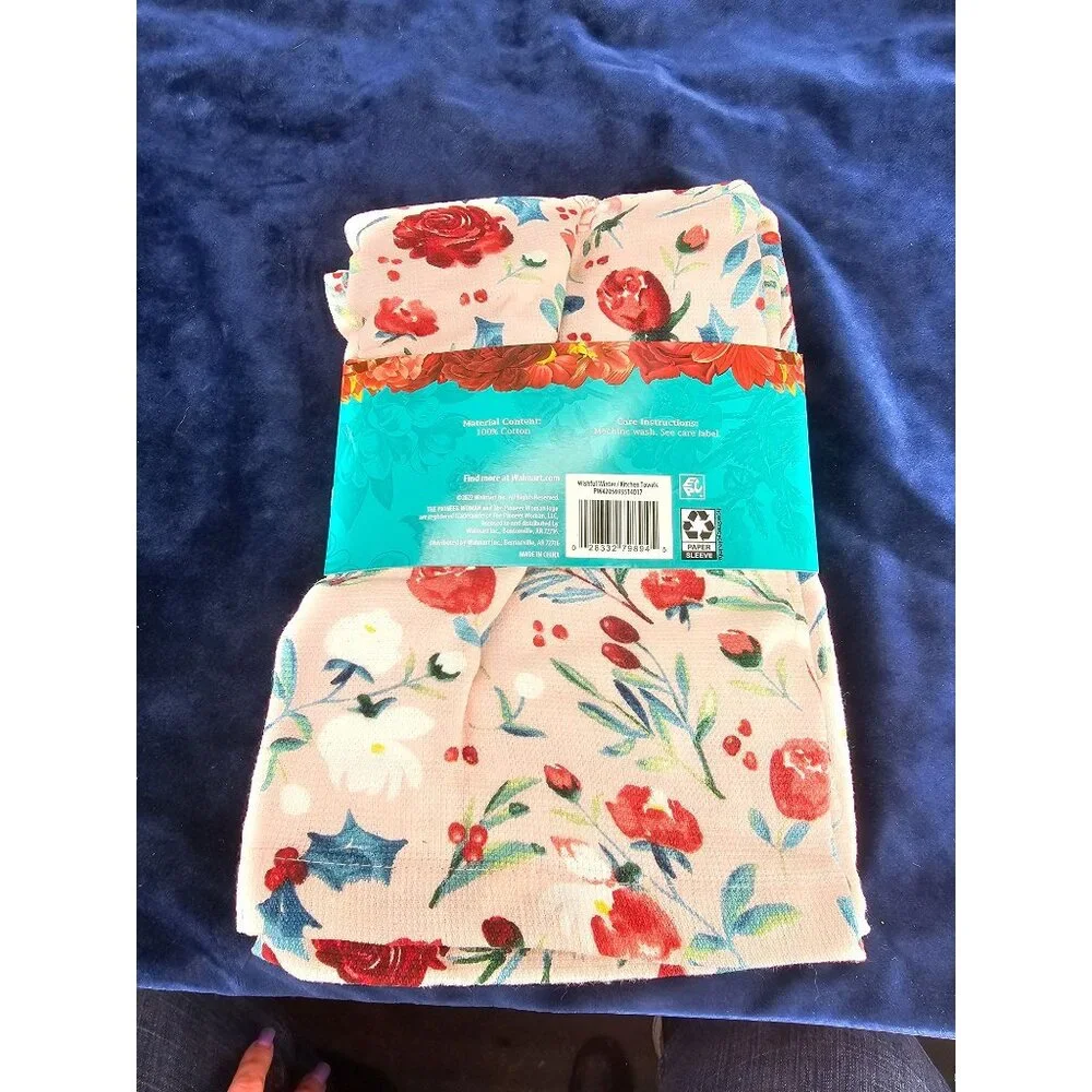 Pioneer Woman Wishful Winter Kitchen‎ Towels 1 Set Cookie Recipe New